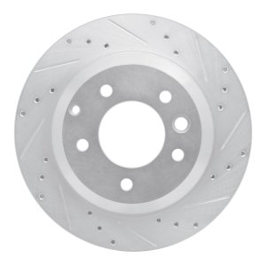 Audi Q7 Brake Rotor (1) - Rear Right - R1 Concepts - Drilled & Slotted - Silver - `03-`18